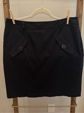 Dana Buchman Black Pencil Skirt with Button-Accent Flaps